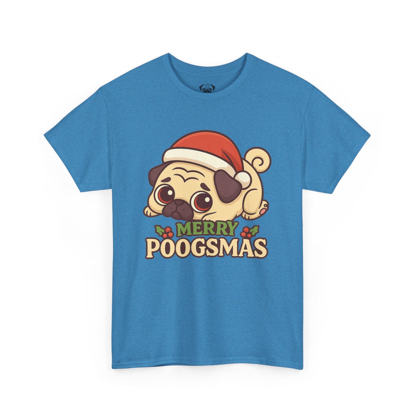 Cute Merry Poogsmas Pug Tee, Casual Dog Lover's T-Shirt, Christmas Gift for Pet Owners, Funny Friendship Shirt, Unisex Cotton Tee