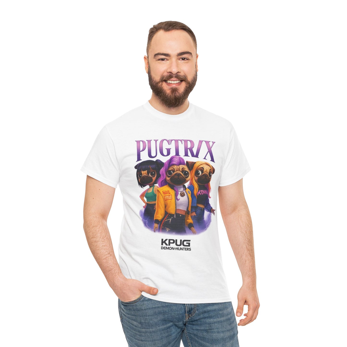 Cute Trendy Poogs Pug KPug KPoog Demon Hunters Pugtrix Tee, Casual Dog Lover's T-Shirt, Gift for Pet Owners, Funny Friendship Shirt, Unisex Cotton Tee