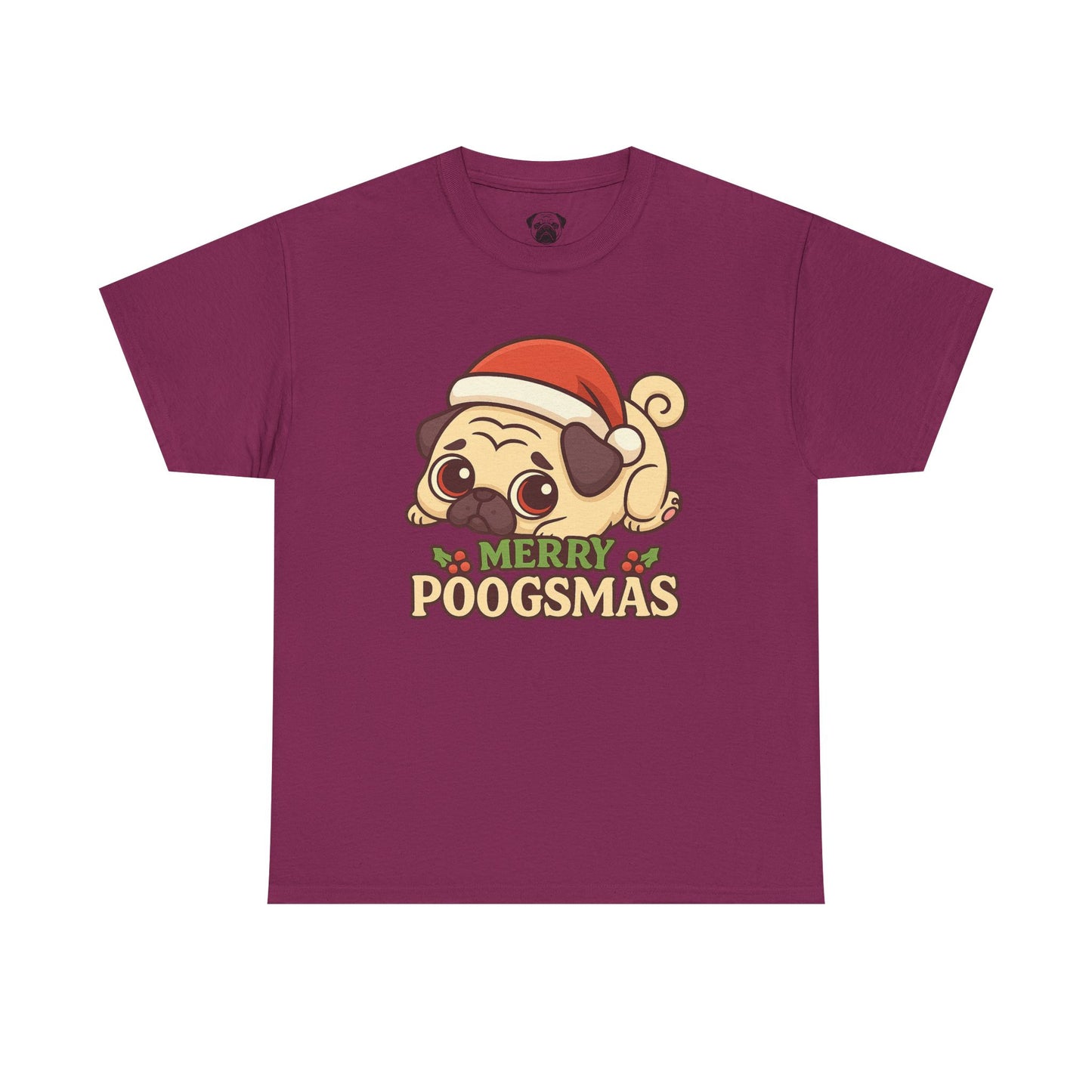 Cute Merry Poogsmas Pug Tee, Casual Dog Lover's T-Shirt, Christmas Gift for Pet Owners, Funny Friendship Shirt, Unisex Cotton Tee