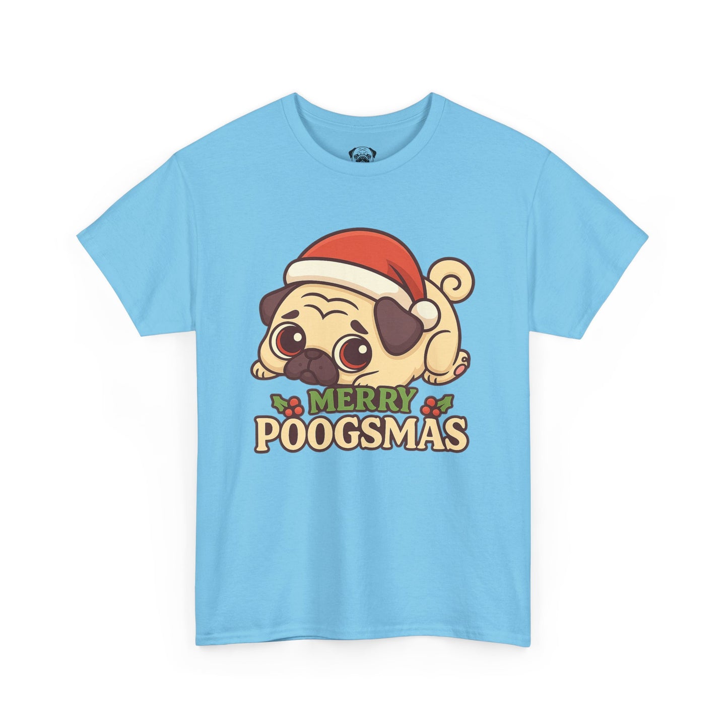 Cute Merry Poogsmas Pug Tee, Casual Dog Lover's T-Shirt, Christmas Gift for Pet Owners, Funny Friendship Shirt, Unisex Cotton Tee