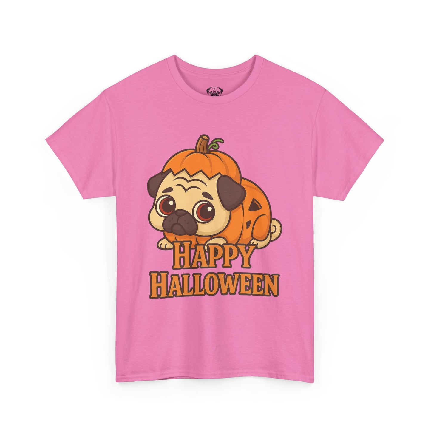 Cute Halloween Pumpkin Pug Tee, Casual Dog Lover's T-Shirt, Halloween Gift for Pet Owners, Funny Friendship Shirt, Unisex Cotton Tee