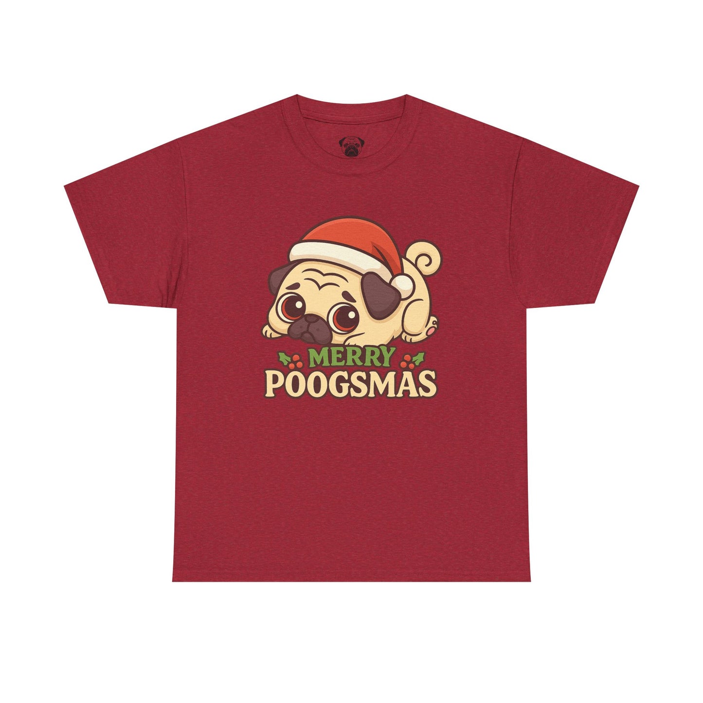 Cute Merry Poogsmas Pug Tee, Casual Dog Lover's T-Shirt, Christmas Gift for Pet Owners, Funny Friendship Shirt, Unisex Cotton Tee
