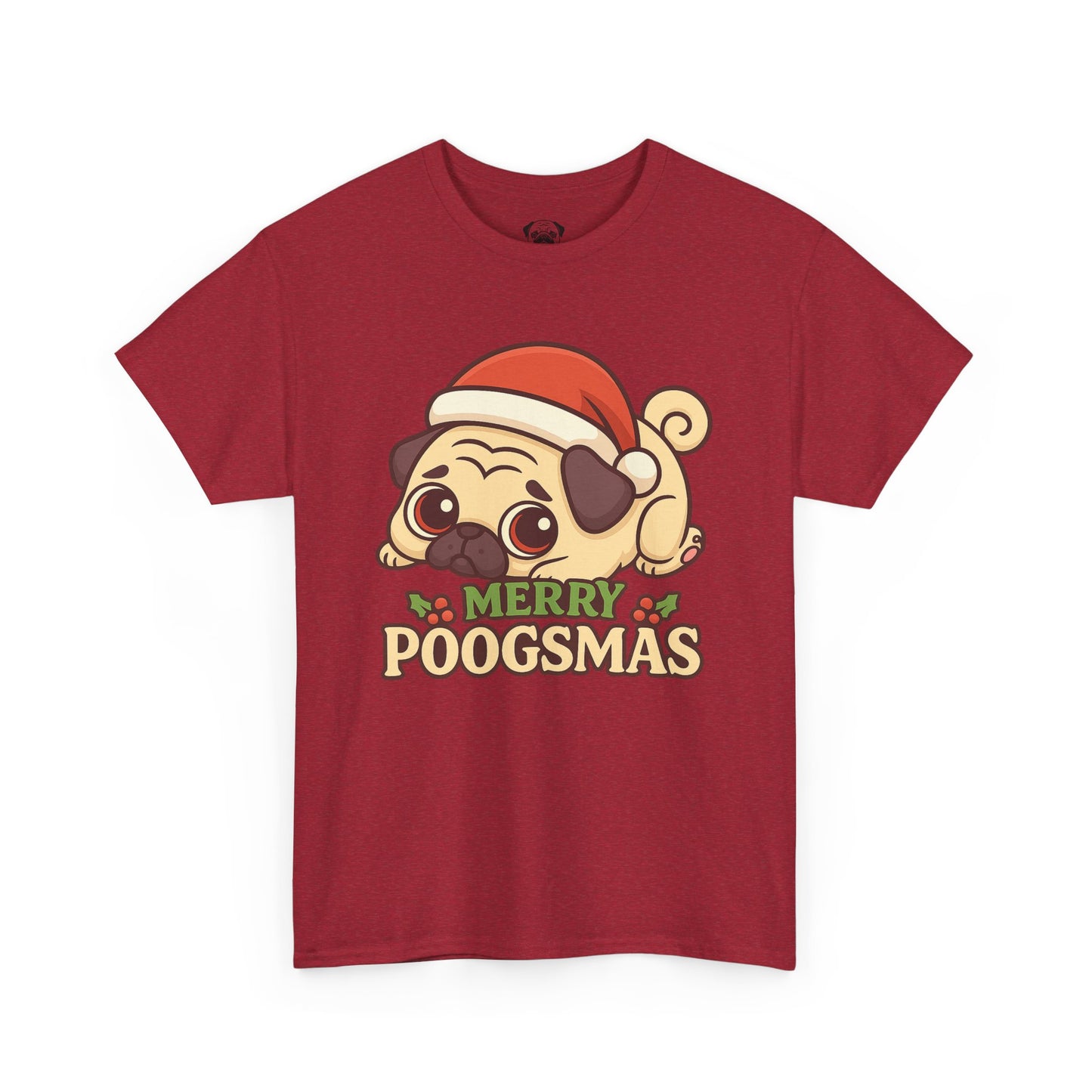 Cute Merry Poogsmas Pug Tee, Casual Dog Lover's T-Shirt, Christmas Gift for Pet Owners, Funny Friendship Shirt, Unisex Cotton Tee