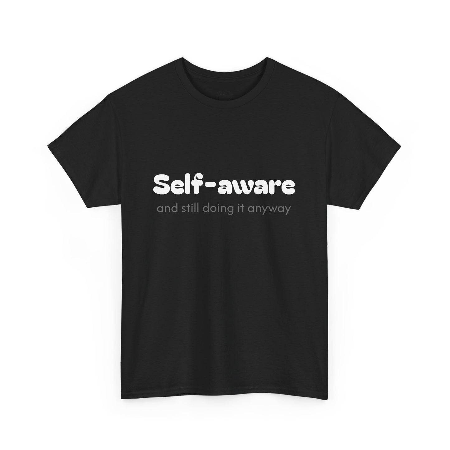 Unisex Typography Humor Tee – Self-aware and still doing it anyway