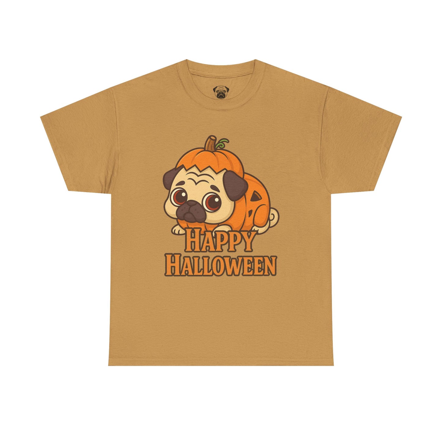 Cute Halloween Pumpkin Pug Tee, Casual Dog Lover's T-Shirt, Halloween Gift for Pet Owners, Funny Friendship Shirt, Unisex Cotton Tee