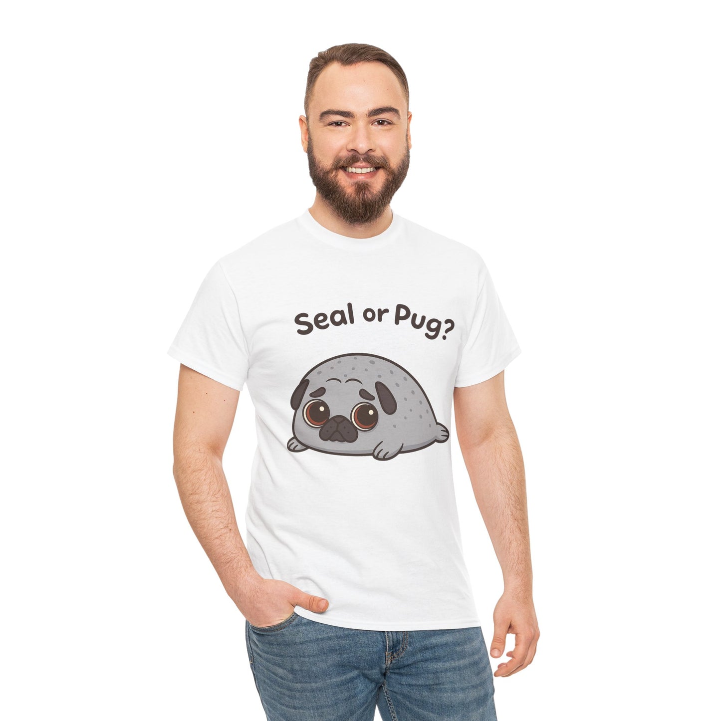 Cute Pug or Seal Tee, Casual Dog Lover's T-Shirt, Gift for Pet Owners, Funny Friendship Shirt, Unisex Cotton Tee