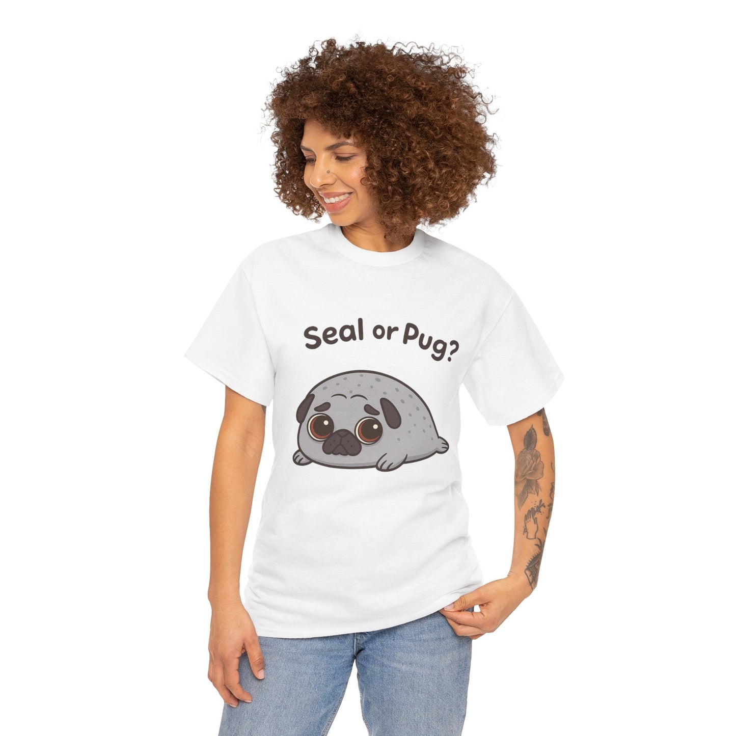 Cute Pug or Seal Tee, Casual Dog Lover's T-Shirt, Gift for Pet Owners, Funny Friendship Shirt, Unisex Cotton Tee