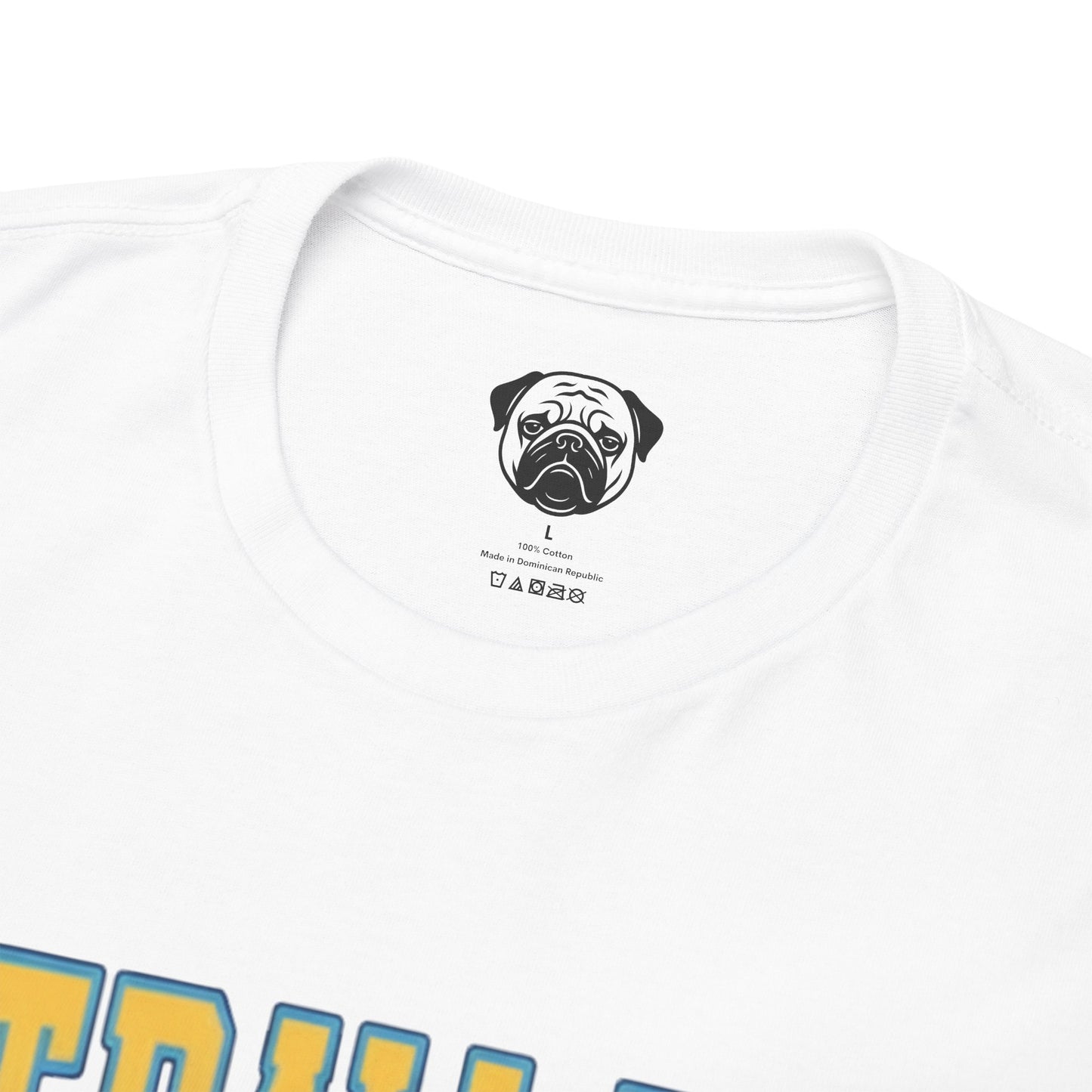 Cute Trendy Poogs Pug Straw Hat Crew Tee, Casual Dog Lover's T-Shirt, Gift for Pet Owners, Funny Friendship Shirt, Unisex Cotton Tee