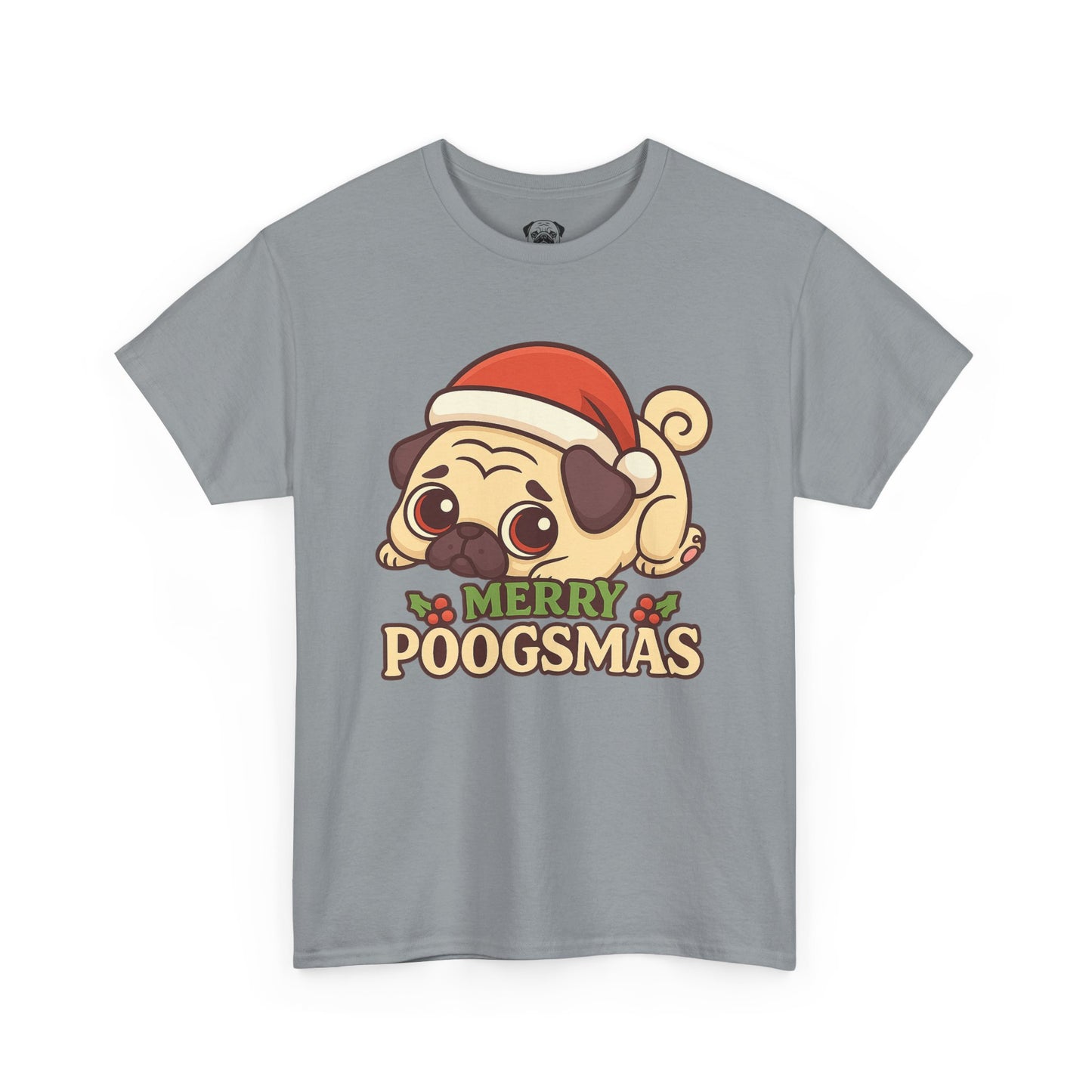 Cute Merry Poogsmas Pug Tee, Casual Dog Lover's T-Shirt, Christmas Gift for Pet Owners, Funny Friendship Shirt, Unisex Cotton Tee