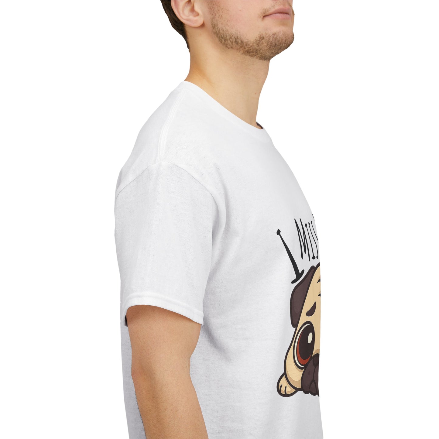 Cute Pug I Miss My Human Tee, Casual Dog Lover's T-Shirt, Gift for Pet Owners, Funny Friendship Shirt, Unisex Cotton Tee