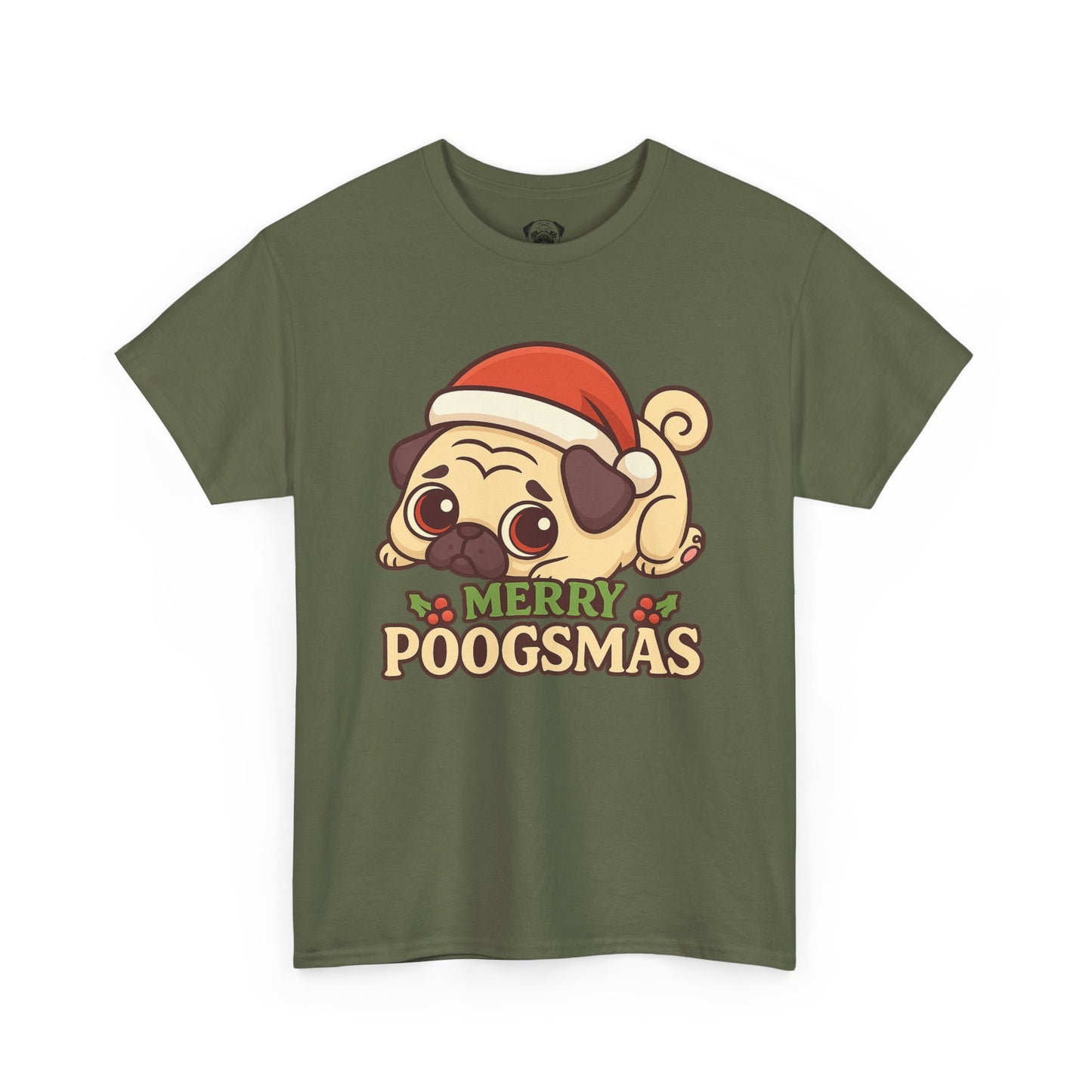 Cute Merry Poogsmas Pug Tee, Casual Dog Lover's T-Shirt, Christmas Gift for Pet Owners, Funny Friendship Shirt, Unisex Cotton Tee