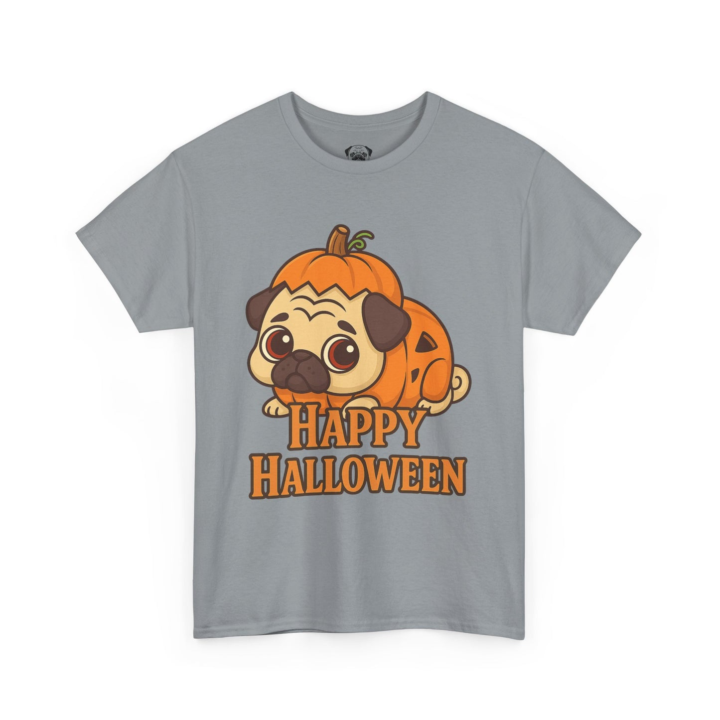 Cute Halloween Pumpkin Pug Tee, Casual Dog Lover's T-Shirt, Halloween Gift for Pet Owners, Funny Friendship Shirt, Unisex Cotton Tee