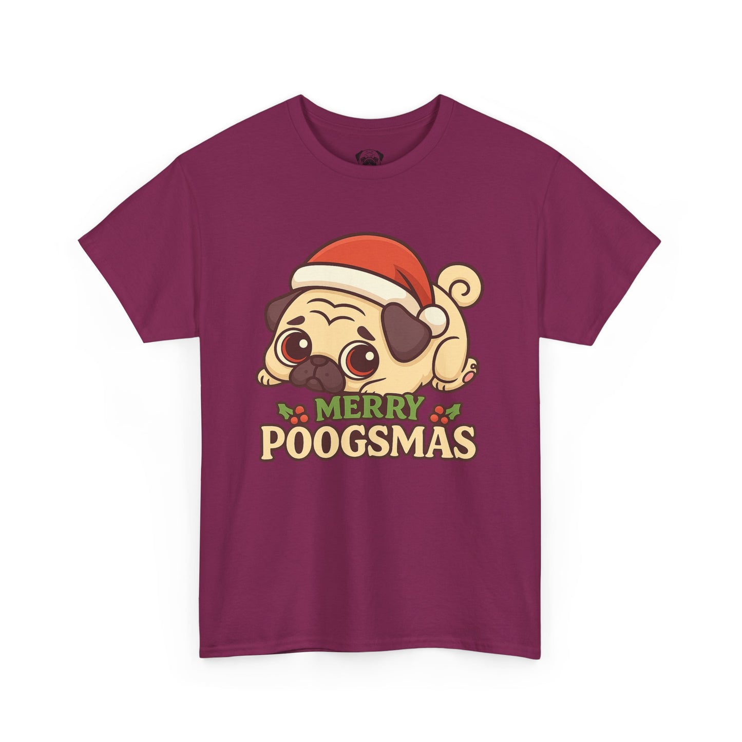 Cute Merry Poogsmas Pug Tee, Casual Dog Lover's T-Shirt, Christmas Gift for Pet Owners, Funny Friendship Shirt, Unisex Cotton Tee