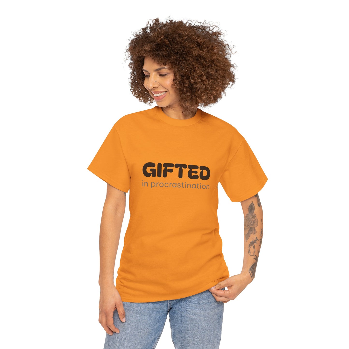 Unisex Typography Humor Tee – Gifted in procrastination