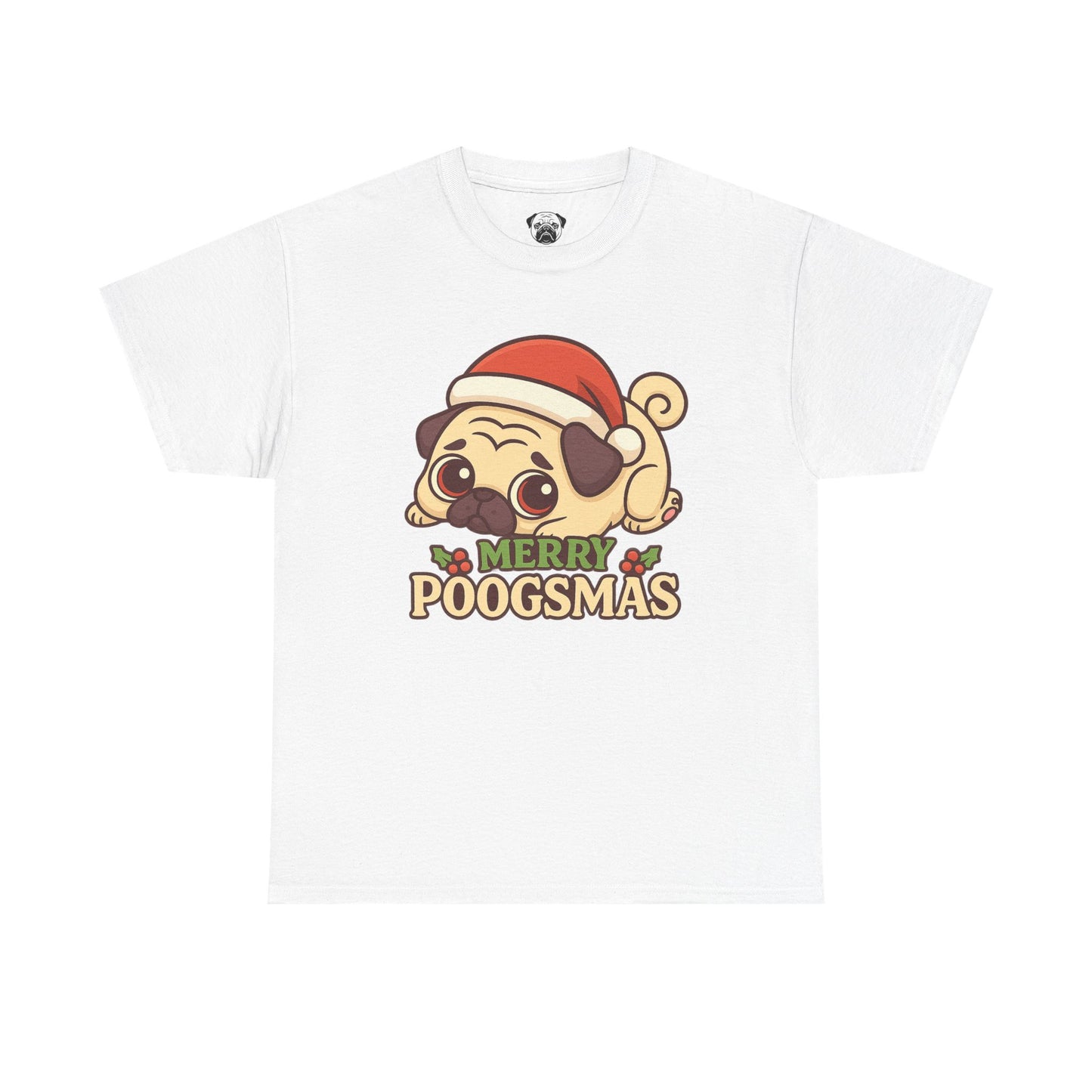 Cute Merry Poogsmas Pug Tee, Casual Dog Lover's T-Shirt, Christmas Gift for Pet Owners, Funny Friendship Shirt, Unisex Cotton Tee