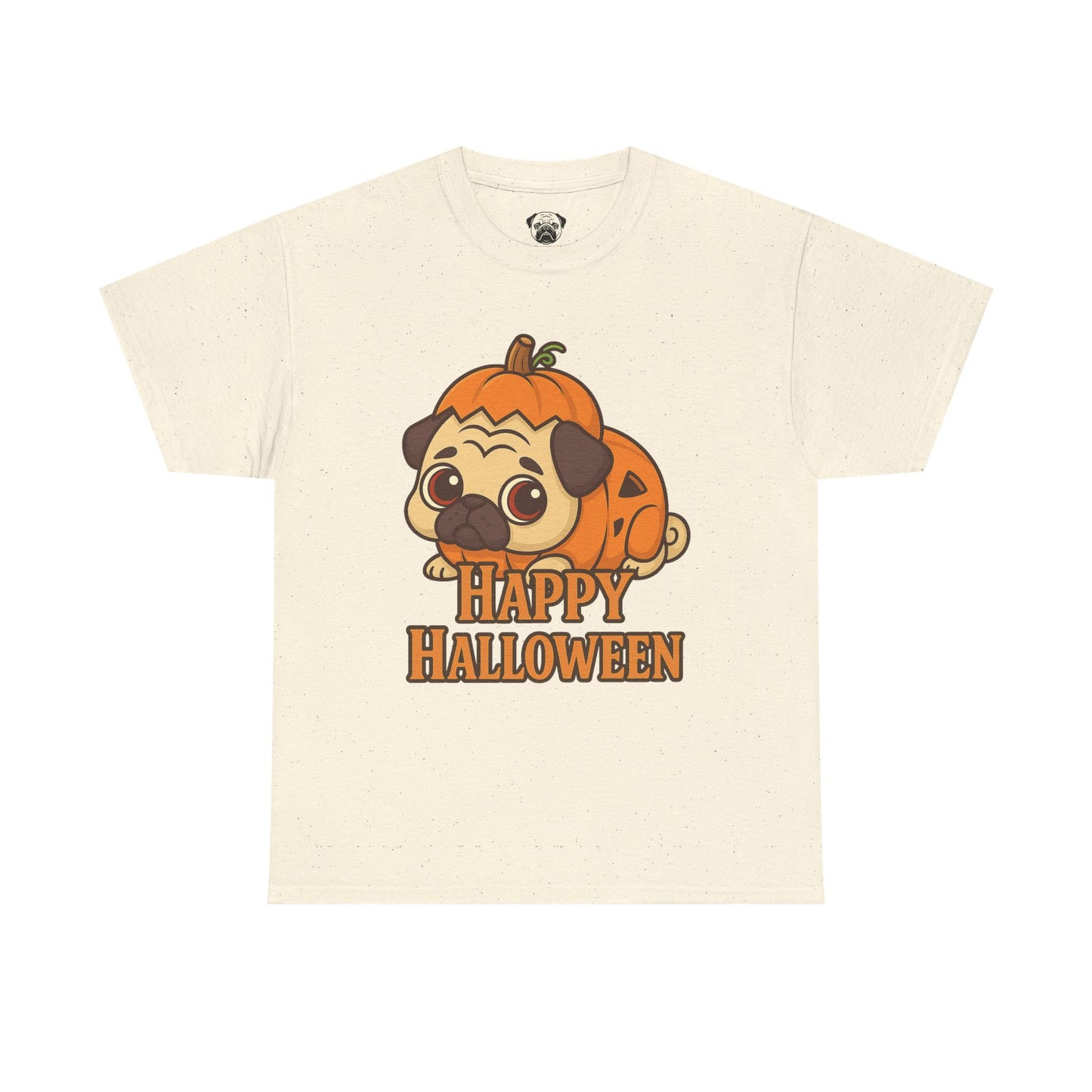 Cute Halloween Pumpkin Pug Tee, Casual Dog Lover's T-Shirt, Halloween Gift for Pet Owners, Funny Friendship Shirt, Unisex Cotton Tee