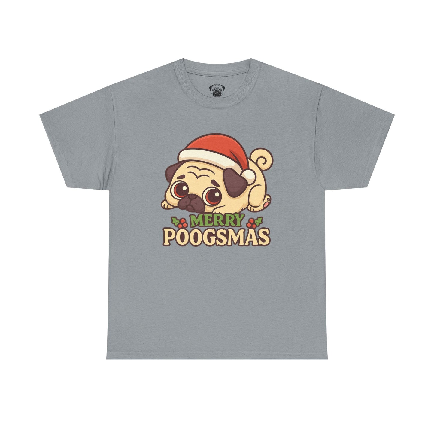 Cute Merry Poogsmas Pug Tee, Casual Dog Lover's T-Shirt, Christmas Gift for Pet Owners, Funny Friendship Shirt, Unisex Cotton Tee