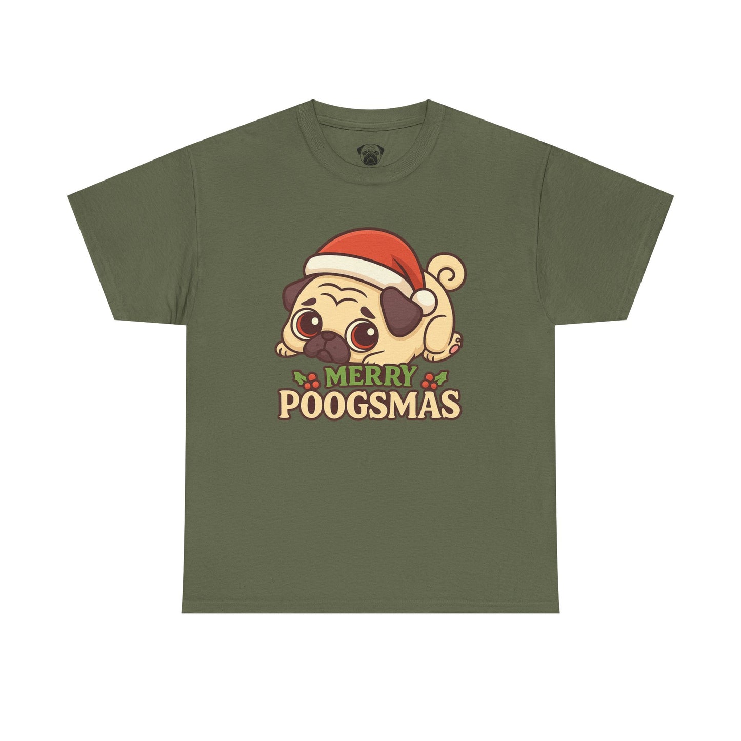 Cute Merry Poogsmas Pug Tee, Casual Dog Lover's T-Shirt, Christmas Gift for Pet Owners, Funny Friendship Shirt, Unisex Cotton Tee
