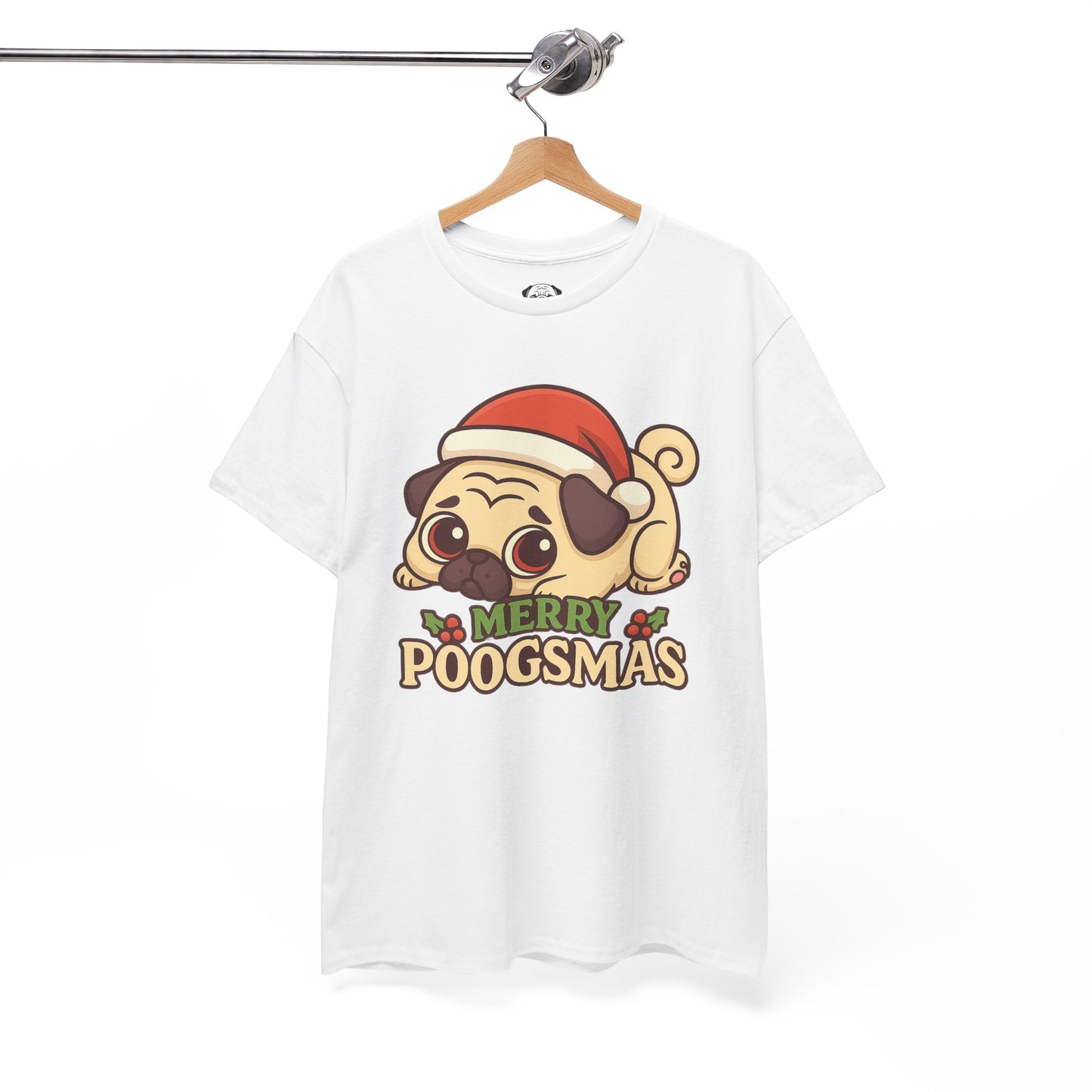Cute Merry Poogsmas Pug Tee, Casual Dog Lover's T-Shirt, Christmas Gift for Pet Owners, Funny Friendship Shirt, Unisex Cotton Tee
