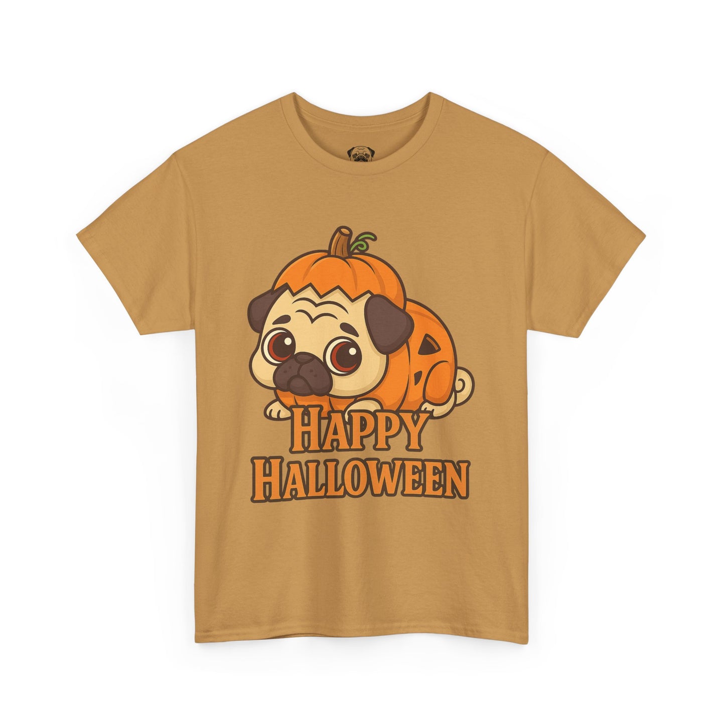 Cute Halloween Pumpkin Pug Tee, Casual Dog Lover's T-Shirt, Halloween Gift for Pet Owners, Funny Friendship Shirt, Unisex Cotton Tee