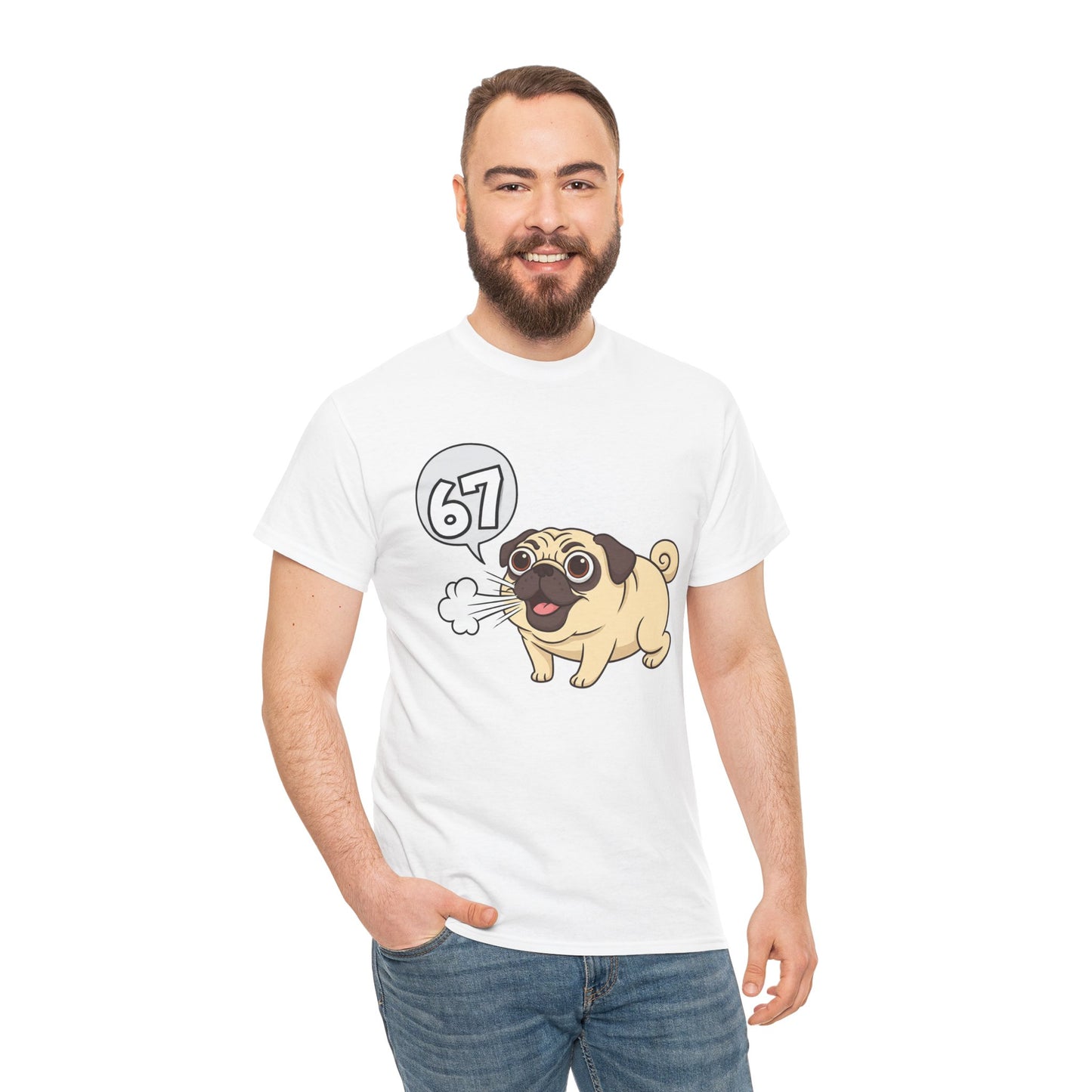 Cute Trendy Poogs Pug 67 Tee, Casual Dog Lover's T-Shirt, Gift for Pet Owners, Funny Friendship Shirt, Unisex Cotton Tee