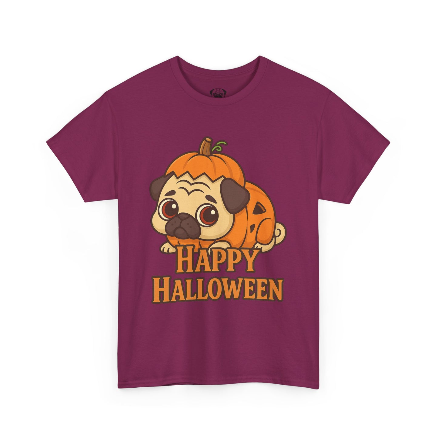 Cute Halloween Pumpkin Pug Tee, Casual Dog Lover's T-Shirt, Halloween Gift for Pet Owners, Funny Friendship Shirt, Unisex Cotton Tee