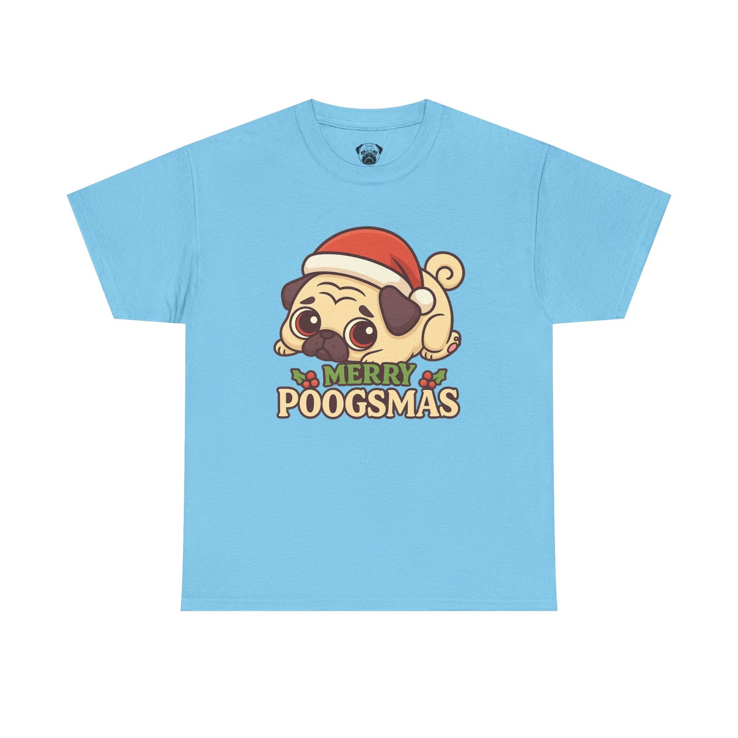 Cute Merry Poogsmas Pug Tee, Casual Dog Lover's T-Shirt, Christmas Gift for Pet Owners, Funny Friendship Shirt, Unisex Cotton Tee