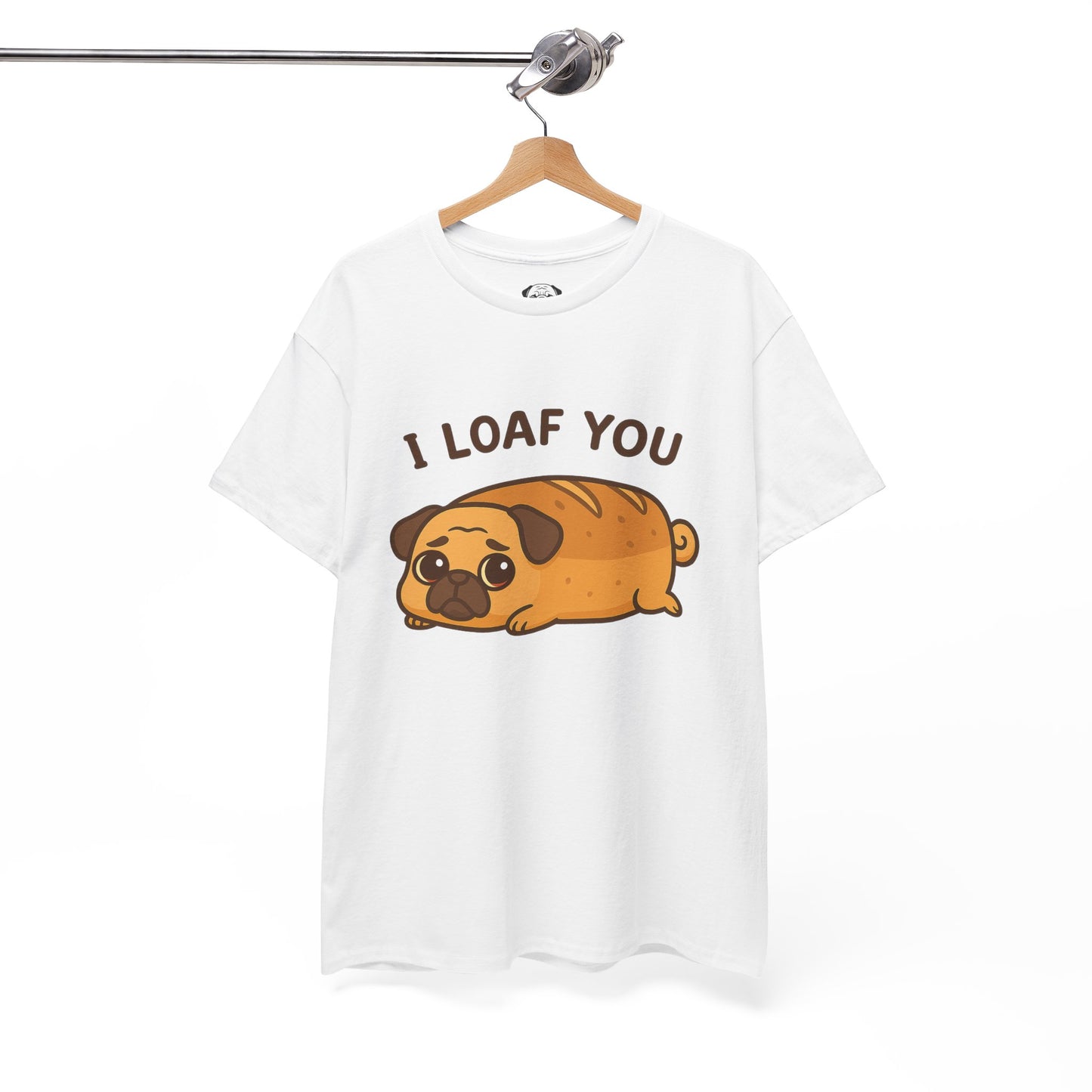 Cute Pug Loaf You Bread Tee, Casual Dog Lover's T-Shirt, Halloween Gift for Pet Owners, Funny Friendship Shirt, Unisex Cotton Tee