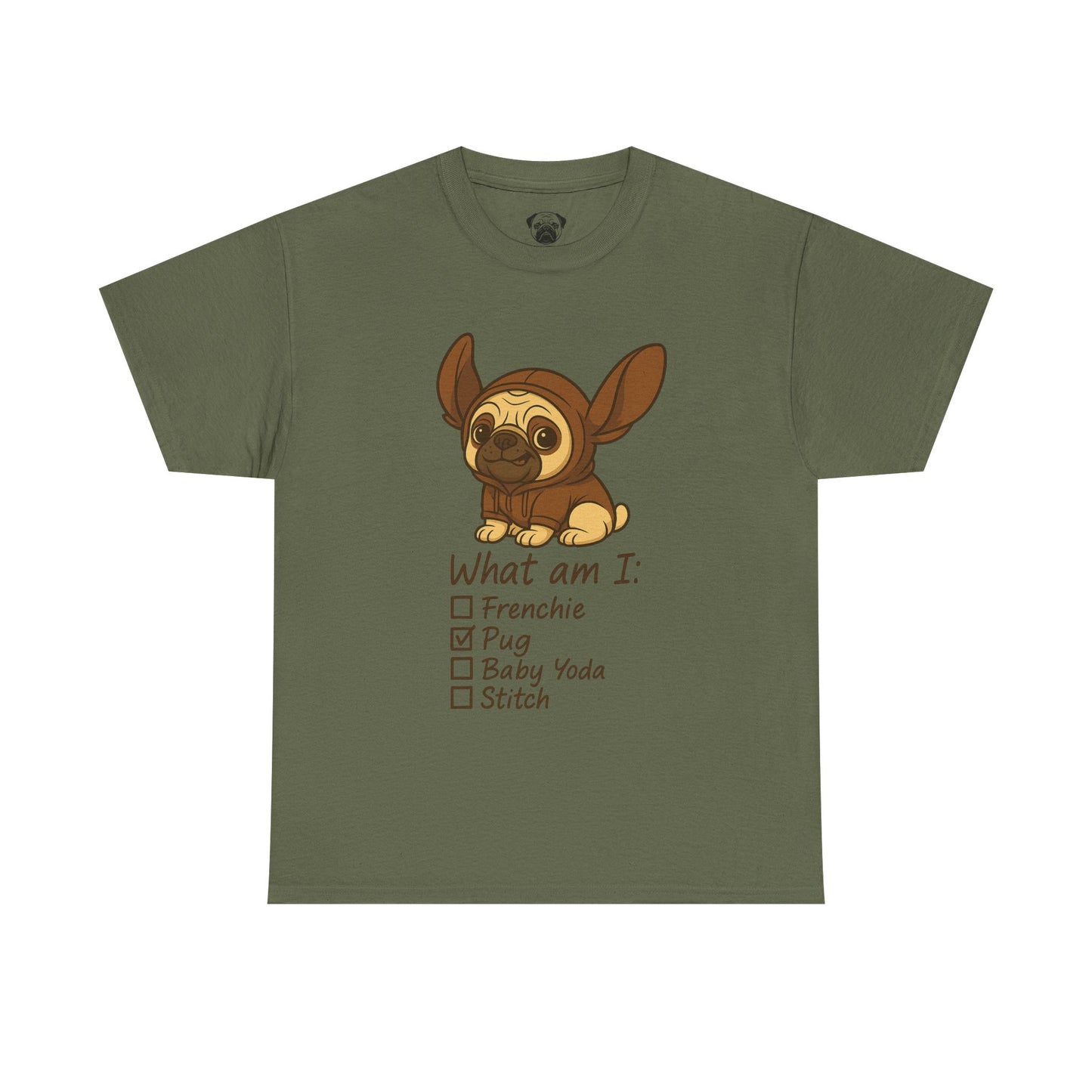 Pug Frenchie or Baby Yoda Tee, Casual Dog Lover's T-Shirt, Halloween Gift for Pet Owners, Funny Friendship Shirt, Unisex Cotton Tee