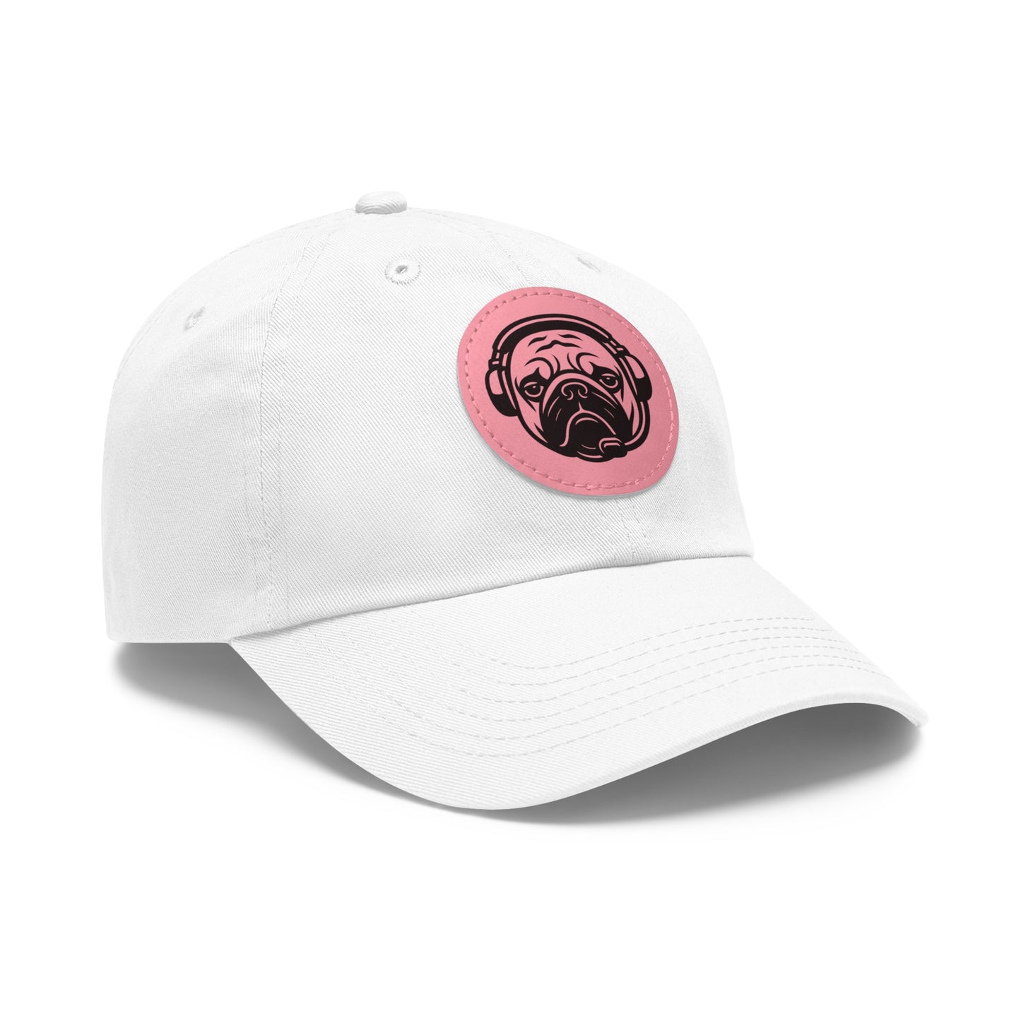 [White] Unisex Poogstek Hat with Leather Patch, Cute Pet Lover Cap, Gift for Dog Owners, Adjustable Baseball Cap, Fun Casual Headwear