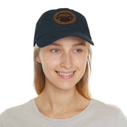 [Navy] Unisex Poogstek Hat with Leather Patch, Cute Pet Lover Cap, Gift for Dog Owners, Adjustable Baseball Cap, Fun Casual Headwear