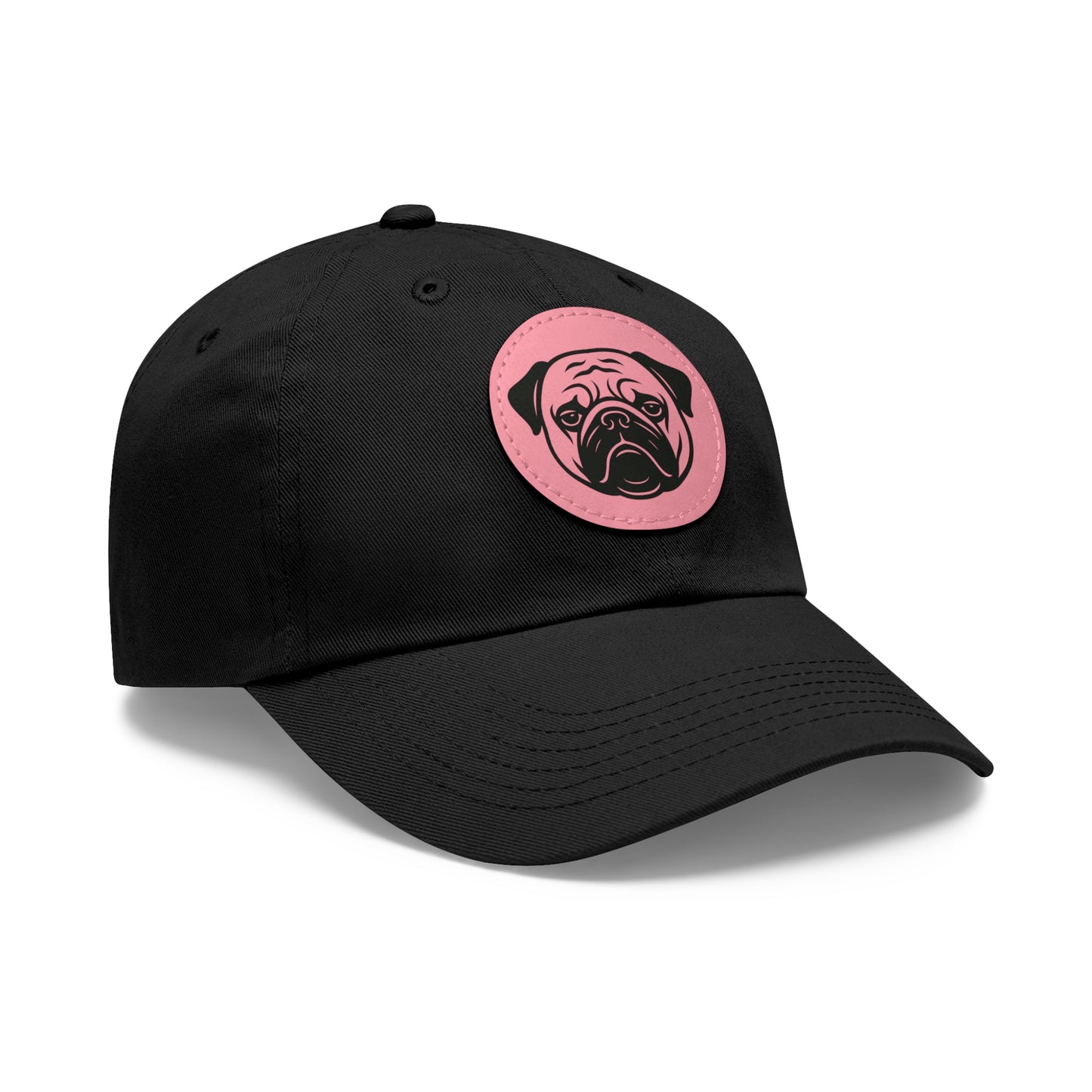 [Black] Unisex Poogs Hat with Leather Patch, Cute Pet Lover Cap, Gift for Dog Owners, Adjustable Baseball Cap, Fun Casual Headwear