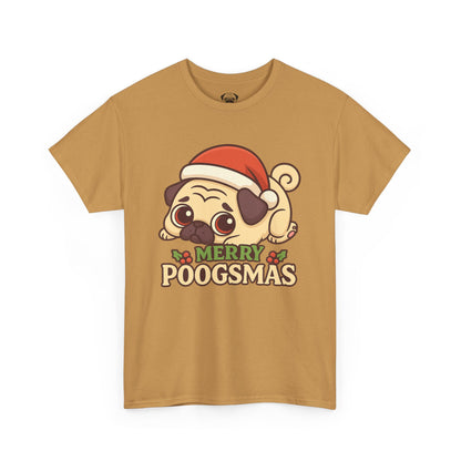 Cute Merry Poogsmas Pug Tee, Casual Dog Lover's T-Shirt, Christmas Gift for Pet Owners, Funny Friendship Shirt, Unisex Cotton Tee