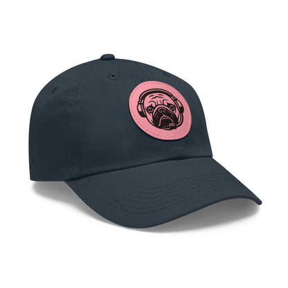 [Navy] Unisex Poogstek Hat with Leather Patch, Cute Pet Lover Cap, Gift for Dog Owners, Adjustable Baseball Cap, Fun Casual Headwear