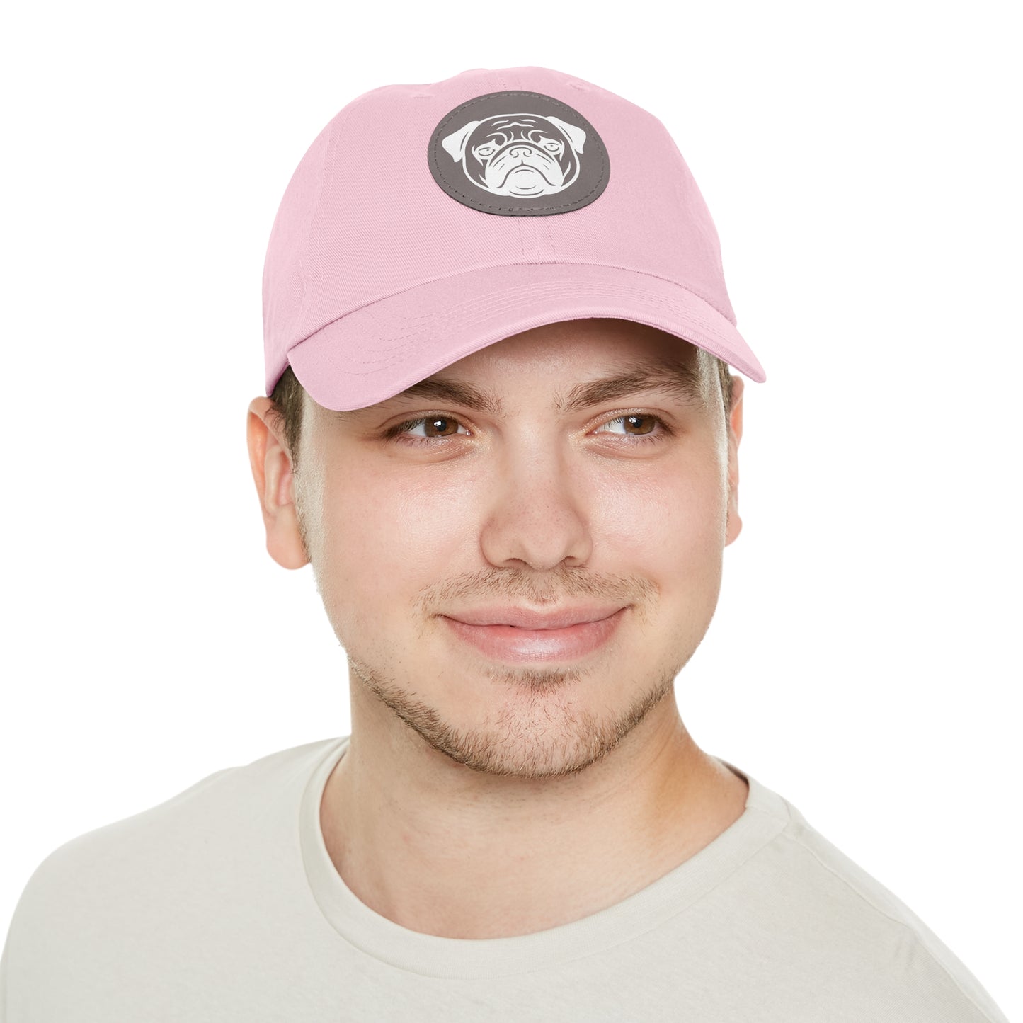 [Pink] Unisex Poogs Hat with Leather Patch, Cute Pet Lover Cap, Gift for Dog Owners, Adjustable Baseball Cap, Fun Casual Headwear