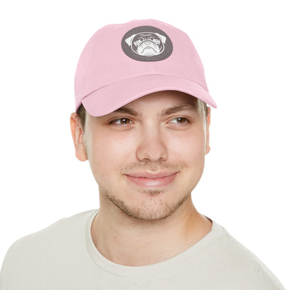 [Pink] Unisex Poogs Hat with Leather Patch, Cute Pet Lover Cap, Gift for Dog Owners, Adjustable Baseball Cap, Fun Casual Headwear