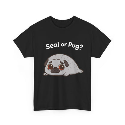 Cute Pug or Seal Tee, Casual Dog Lover's T-Shirt, Gift for Pet Owners, Funny Friendship Shirt, Unisex Cotton Tee