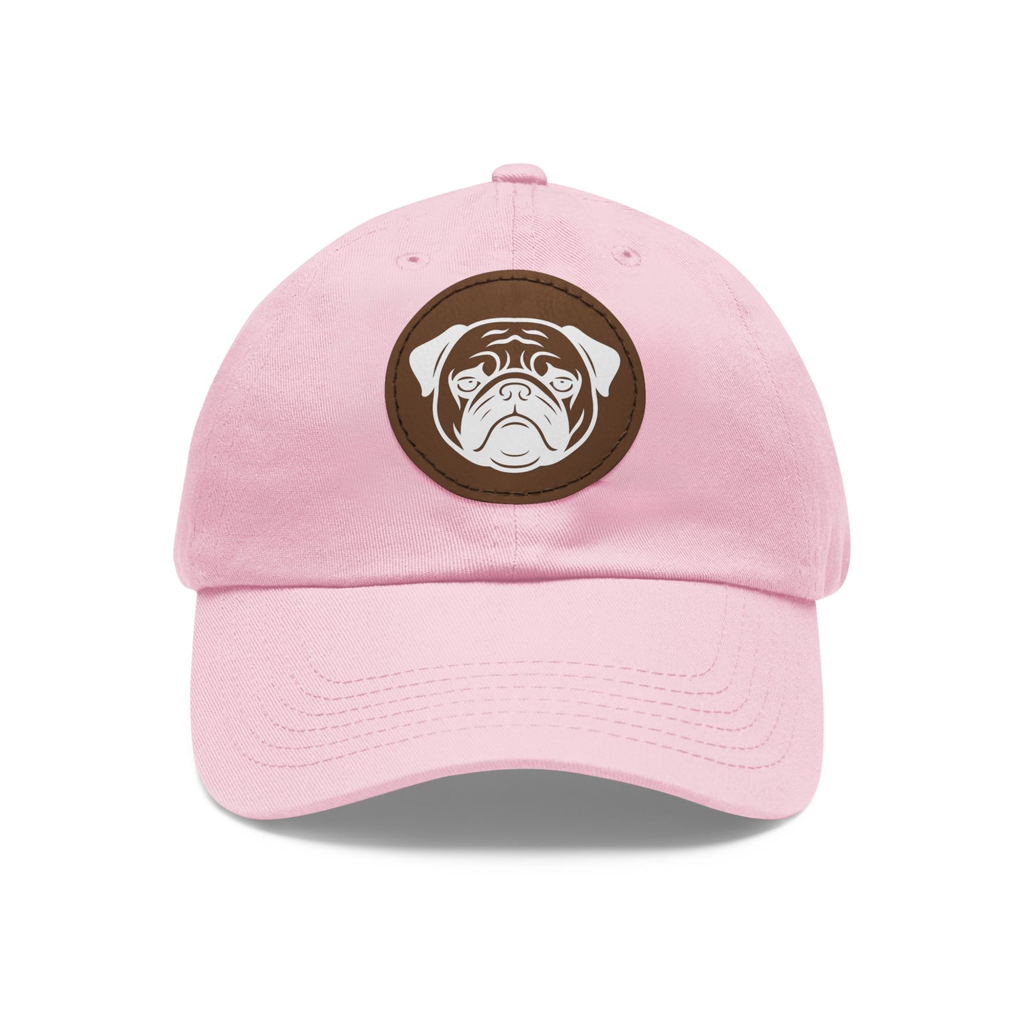 [Pink] Unisex Poogs Hat with Leather Patch, Cute Pet Lover Cap, Gift for Dog Owners, Adjustable Baseball Cap, Fun Casual Headwear