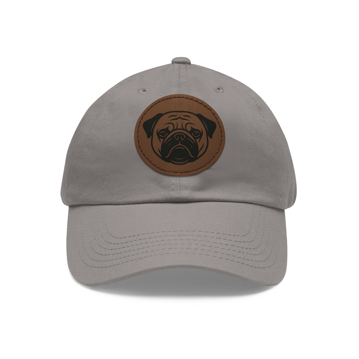 [Gray] Unisex Poogs Hat with Leather Patch, Cute Pet Lover Cap, Gift for Dog Owners, Adjustable Baseball Cap, Fun Casual Headwear