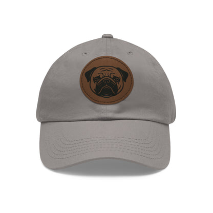 [Gray] Unisex Poogs Hat with Leather Patch, Cute Pet Lover Cap, Gift for Dog Owners, Adjustable Baseball Cap, Fun Casual Headwear