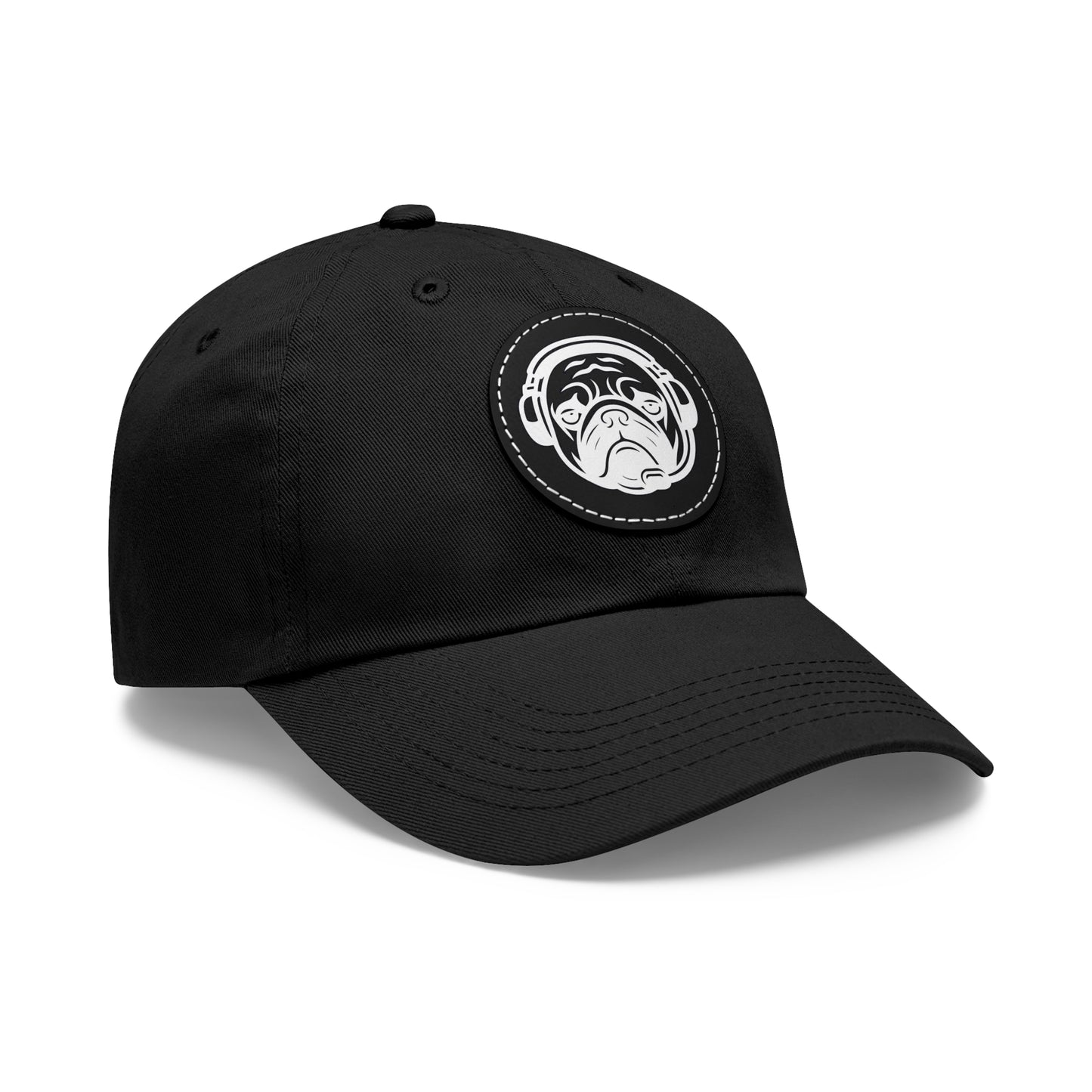 [Black] Unisex Poogstek Hat with Leather Patch, Cute Pet Lover Cap, Gift for Dog Owners, Adjustable Baseball Cap, Fun Casual Headwear