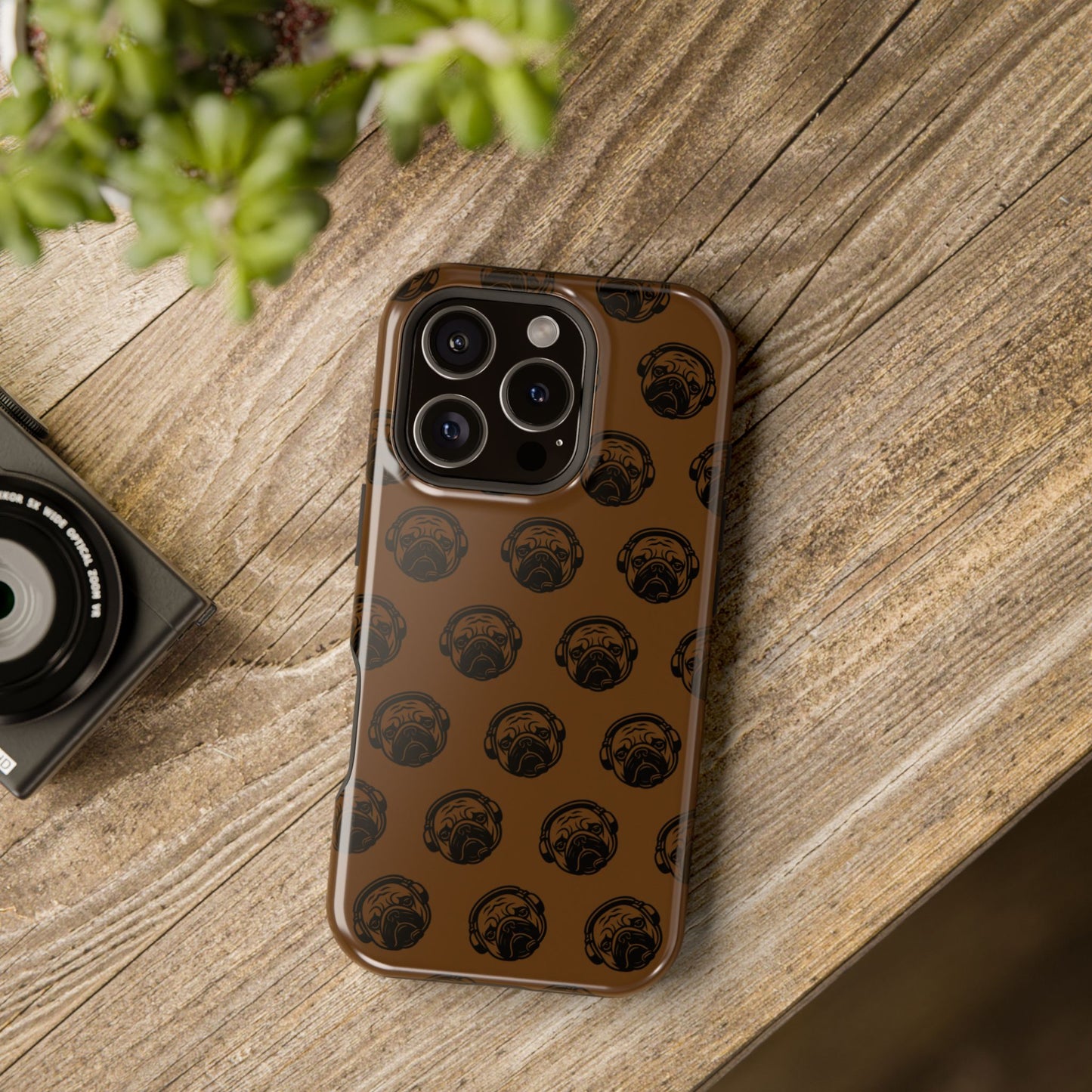 [Brown] Poogstek Logo Stylish Impact-Resistant Phone Case with Cool Headphone Design, Hipster Gift, Fun Phone Accessory, Trendy Tech Case, Unique [...]