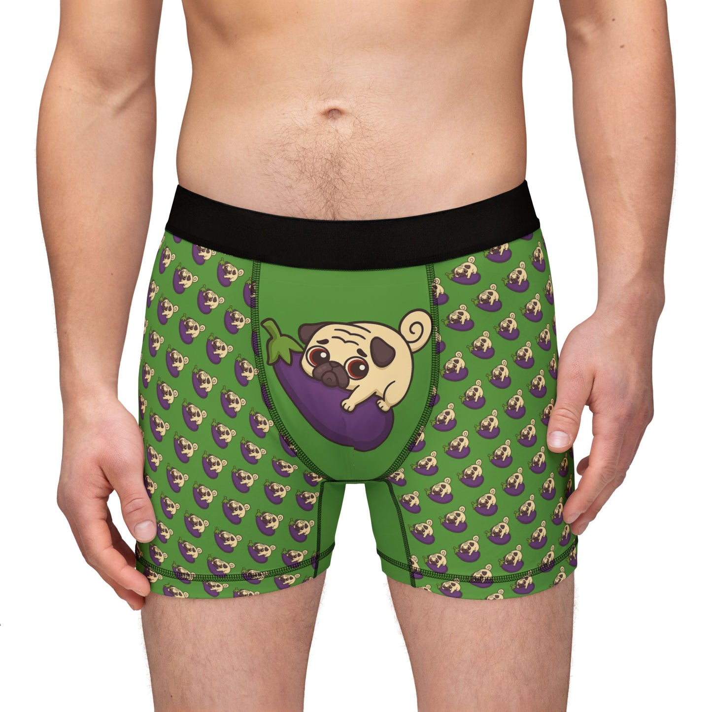 Whimsical Pug-Themed Men's Boxers, Fun Underwear for Dog Lovers, Unique Gifts, AOP Printed Boxers, Playful Everyday Comfort
