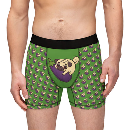 Whimsical Pug-Themed Men's Boxers, Fun Underwear for Dog Lovers, Unique Gifts, AOP Printed Boxers, Playful Everyday Comfort