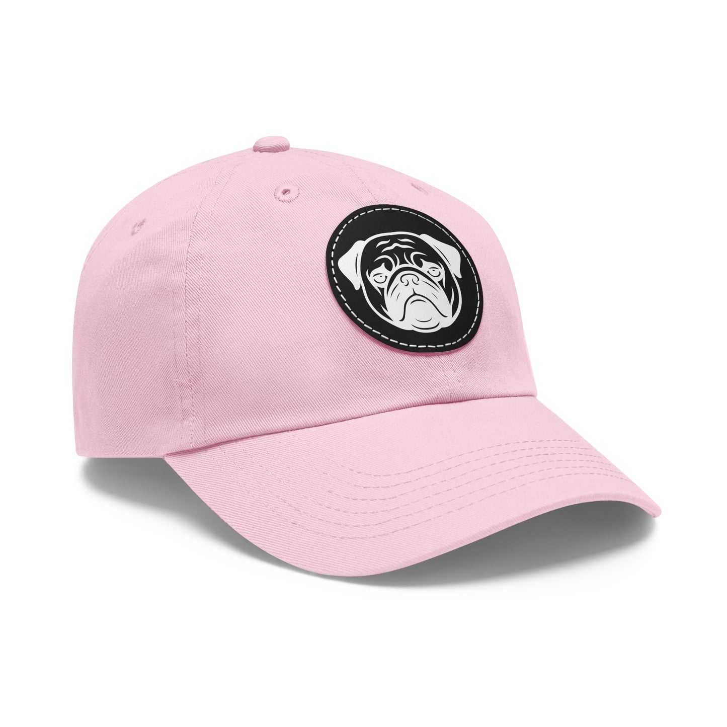 [Pink] Unisex Poogs Hat with Leather Patch, Cute Pet Lover Cap, Gift for Dog Owners, Adjustable Baseball Cap, Fun Casual Headwear