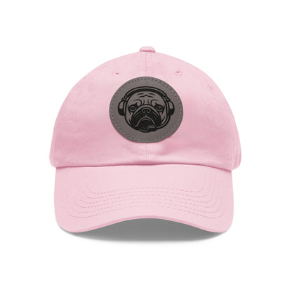 [Pink] Unisex Poogstek Hat with Leather Patch, Cute Pet Lover Cap, Gift for Dog Owners, Adjustable Baseball Cap, Fun Casual Headwear