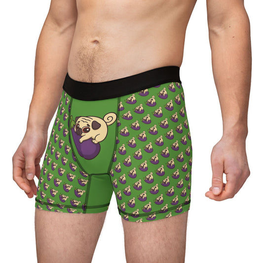 Whimsical Pug-Themed Men's Boxers, Fun Underwear for Dog Lovers, Unique Gifts, AOP Printed Boxers, Playful Everyday Comfort