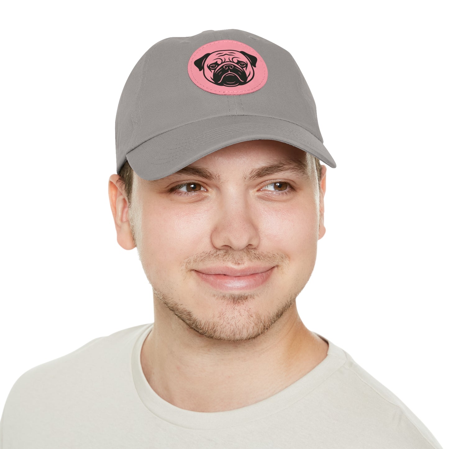 [Gray] Unisex Poogs Hat with Leather Patch, Cute Pet Lover Cap, Gift for Dog Owners, Adjustable Baseball Cap, Fun Casual Headwear