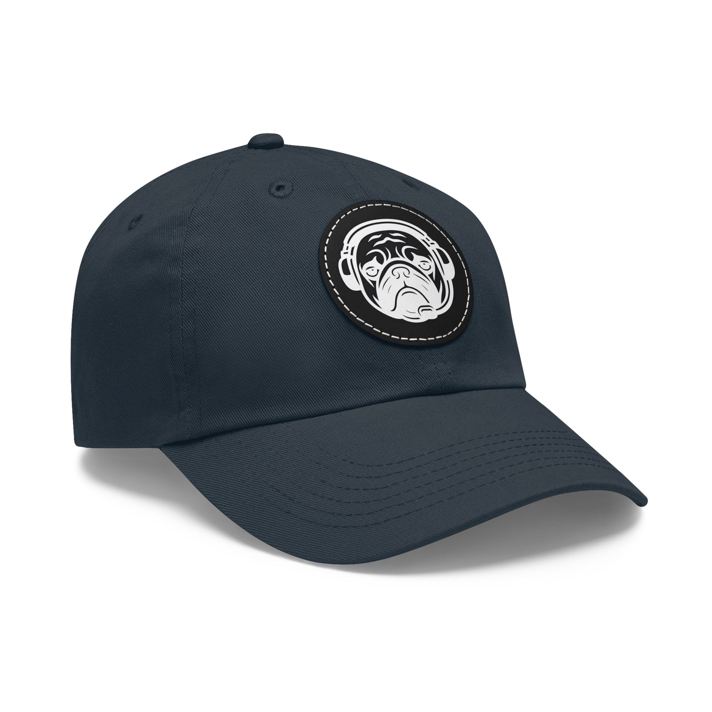 [Navy] Unisex Poogstek Hat with Leather Patch, Cute Pet Lover Cap, Gift for Dog Owners, Adjustable Baseball Cap, Fun Casual Headwear