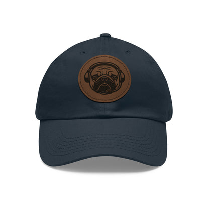 [Navy] Unisex Poogstek Hat with Leather Patch, Cute Pet Lover Cap, Gift for Dog Owners, Adjustable Baseball Cap, Fun Casual Headwear
